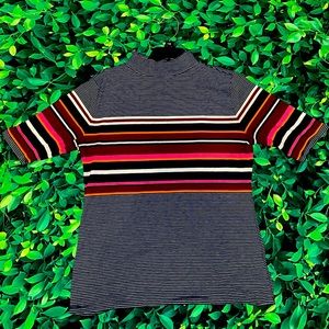Striped mock neck
